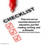 Checklist with red felt pen, and checked boxes.