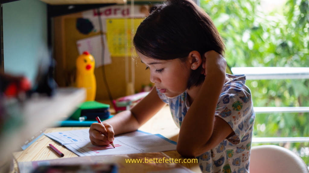 child writing, child doing homework